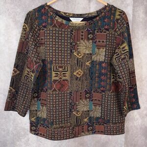 NWOT Vtg 90s Koret City Blues Womens Petite M Colorblock Tapestry Shirt